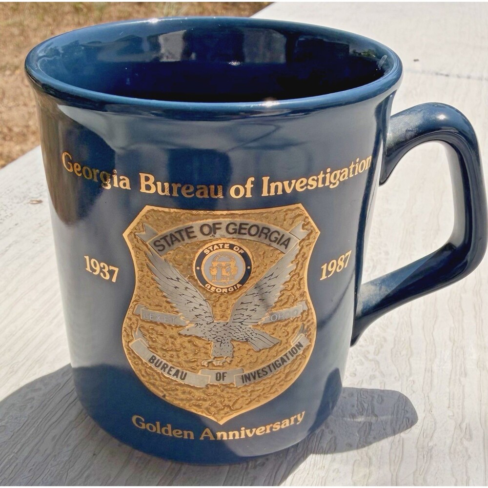 Georgia Bureau of Investigation Mug 1937-1987 Golden Anniversary Blue Ceramic